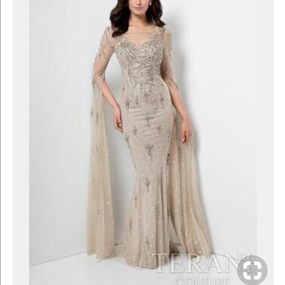 Taupe terani couture and ivory sleeved